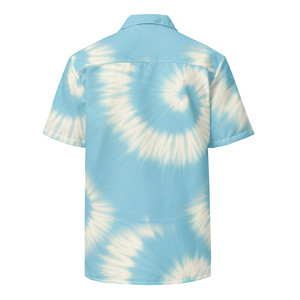 Chemise boutonnée unisexe bleu ciel pastel effet tie-dye - Product Image 1