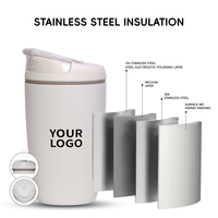 Gobelet isotherme minimaliste en acier inoxydable mat de 360 ml, compact, pour le voyage, avec design original breveté