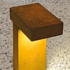 Balizas LED Modernas Cuadradas de Metal Oxidado, Caja de Luz de Acero Corten para Iluminación de Caminos - Product Image 2