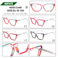 Monture de lunettes tendance œil-de-chat en acétate CAT88 pour femme, lunettes optiques de luxe, verres correcteurs multicolores, lunettes arc-en-ciel