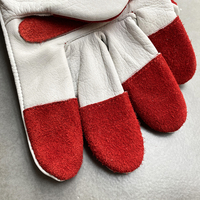 Gant en cuir de vache rouge personnalisable, résistant aux perforations, respirant, anti-épines, rembourrage de la paume, manchette réglable, protection de l'avant-bras