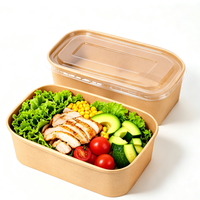 Boîte de repas jetable en papier kraft, réchauffable, biodégradable, pour restaurant, restauration rapide, emballage alimentaire, conteneur, bol