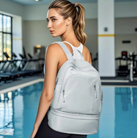 Sac à dos de sport en maille personnalisé unisexe léger en polyester avec compartiment à chaussures, compartiment pour ordinateur et cordon de serrage imperméable