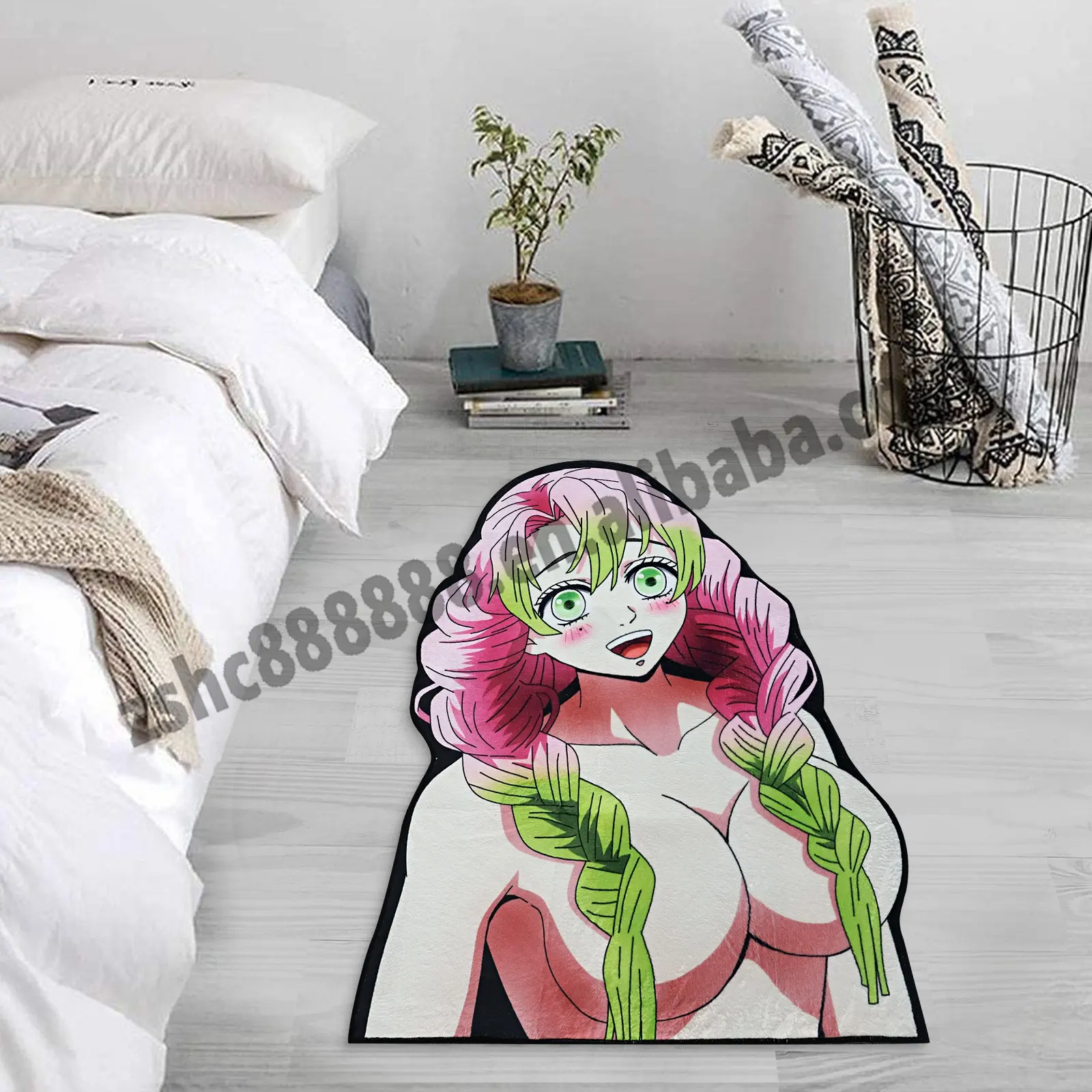 Anime Demon Slayer alfombras cortadas Sexy Manga chica sala de estar alfombras antideslizante cocina Mat decoración del hogar