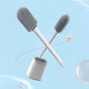Brosse de toilette créative à manche détachable en caoutchouc souple TPR 360° °   Brosse de nettoyage pour salle de bain sans angle mort avec support - Product Image 2