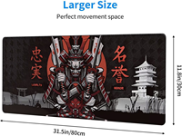 Tapis de souris samouraï japonais épaissi élargi tapis de bureau de jeu avec bord cousu accessoires informatiques de bureau Service OEM/ODM