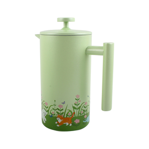 Cartoon Dog Cat Design Green Stainless Steel French Press <b>Coffee</b> <b>Maker</b> - Product Image 4