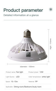 Ventilador de mesa de cable de CA con luz LED modular bohemio mini moderno con cuerpo de ABS para escape de baño para uso en cocina - Product Image 3