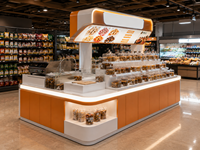Op maat gemaakte supermarkt snackshop ontwerp, bulkvoedsel displayschappen, winkelinrichting, LED-balie's, turnkey winkelinrichting