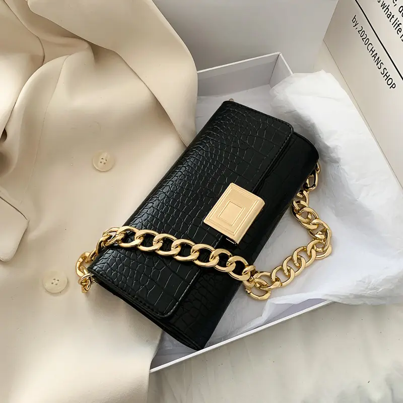 Underarm bag women 2020 fashion small square handbags retro shoulder crossbody purse chain crocodile mini bag