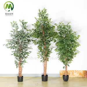Realistische Innendekoration Faux Tree Pflanzen künstlichen grünen Ficus baum mit Banyan Blätter Fabrik preis