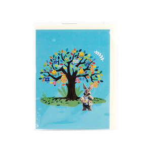 Tarjeta de Felicitación 3D de Pascua, Hecha a Mano, Tallada en Papel, Regalo con Conejo, Huevo y Árbol, Impresión en 5 Colores, Troquelada, Pop-Up, Barnizado Mate - Product Image 2