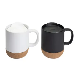 Creative Design Kork boden becher abnehmbar oder nicht abnehmbar Basis Werbe keramik Kaffeetasse mit Kunststoff deckel m19