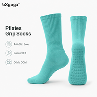 Chaussettes de Pilates et de yoga personnalisées à bout ouvert, antidérapantes, en coton doux, avec revers élastique, pour studio, barre, danse, fitness, avec logo OEM ODM