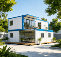 Villa mobile pliable et extensible sur mesure, maisonnette préfabriquée à ossature en acier avec décoration intérieure complète