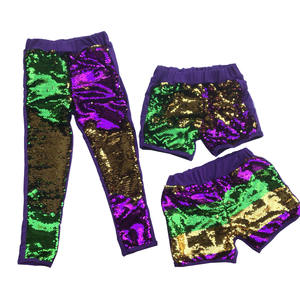 <span class=keywords><strong>Pantaloncini</strong></span> con paillettes Mardi Gras <span class=keywords><strong>Pantaloncini</strong></span> scintillanti da mamma e io viola oro verde festa lucente reversibile per ragazze - Product Image 6