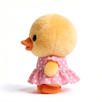 Peluche de canard jaune de haute qualité, canard en peluche avec une jolie robe à pois pour la vente en gros, canard en peluche mignon pour filles