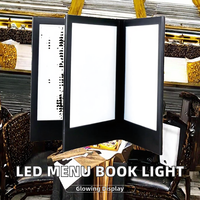 Couverture en cuir PU rétroéclairée par LED, alimentée par batterie, 120W, pour les restaurants, les bars, les discothèques et les hôtels, livres de menus en acrylique