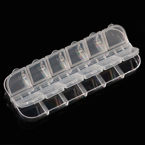 Caja organizadora de joyas de plástico con 12 compartimentos, transparente, de doble fila, con apertura independiente para almacenamiento de purpurina para decoración de uñas - Product Image 2