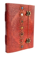 Journal en cuir gaufré fait main Vintage B6 Seven Stone Chakra Journal attrayant à couverture rigide avec double serrure