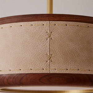 Lampu Gantung Plafon Kulit Jahitan Tangan Desain Modern dengan Aksen Kuningan untuk Dekorasi Ruang Tamu - Product Image 5