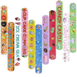 Pulsera a presión estilo donut muñequera dibujos animados postre Slap pulseras niños cumpleaños y fiesta decoración regalos fiesta Favor