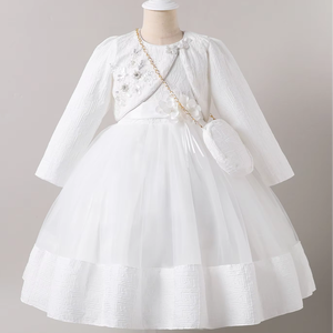 Nuovo Stile Abito Formale di Lusso per Ragazze, Set Due Pezzi per Bambine, Abito <span class=keywords><strong>da</strong></span> Ballo Casual con Decorazione a Bottoni, Lunghezza al Ginocchio, Stile Principessa - Product Image 5