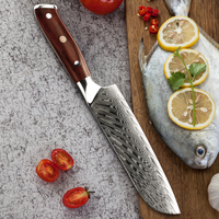 Couteau de chef professionnel japonais 67 couches en acier inoxydable damas cuisine Santoku Sushi Sashimi avec manche en bois de rose