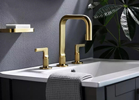 Robinet de lavabo de salle de bain à 2 poignées de 8 pouces, en laiton doré brossé, robinet de lavabo à débit contrôlé pour salles de bain