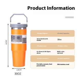 Vaso Térmico Portátil de Acero Inoxidable de 20oz/30oz con Asa, Tapa y Popote Abatible, Antiderrames, para Café y Viajes al Aire Libre - Product Image 3