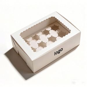 Clear Window Kraft <b>Paper</b> Bakery Boxes White Cardboard Cupcake & Cake Container with Pastry Sweet Muffin for Food Use - Product Image 2