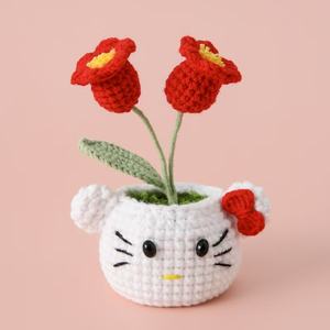 Coche hecho a mano decoración nieve <span class=keywords><strong>campo</strong></span> ganchillo Animal serie olla Cordero Tigre pato simulación planta verde - Product Image 3