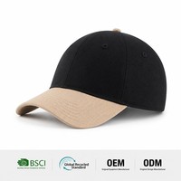 Casquette de baseball 6 panneaux entièrement personnalisable, bicolore noir kaki, structurée, style Dad Hat, luxe, sportive, streetwear, 100% coton respirant
