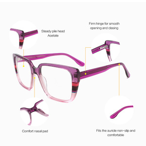 Montures de lunettes carrées en acétate de Wenzhou, monture complète, antidérapantes, unisexe, verres plats, design dégradé de couleur - Product Image 1