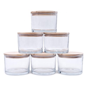 Commercio all'ingrosso 3 stoppino <span class=keywords><strong>di</strong></span> alta qualità grande 18oz 500ml vuoto chiaro cilindro arrotondato barattolo <span class=keywords><strong>di</strong></span> <span class=keywords><strong>vetro</strong></span> trasparente candela con coperchio - Product Image 1