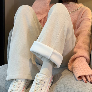 2025 autunno inverno nuovi <span class=keywords><strong>pantaloni</strong></span> Casual a vita alta da <span class=keywords><strong>donna</strong></span> transfrontaliera <span class=keywords><strong>pantaloni</strong></span> in maglia larga in Cashmere foderati in pile" - Product Image 3