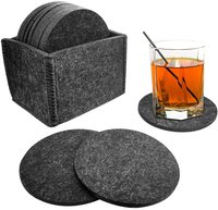 10 ensembles de sous-verres ronds modernes en feutre de 5mm avec support en bambou tapis et tampons confortables