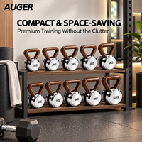 Kettlebell AUGER de luxe en acier inoxydable avec poignée en bois de noyer, équipement de fitness personnalisé pour la maison, OEM ODMAUGER