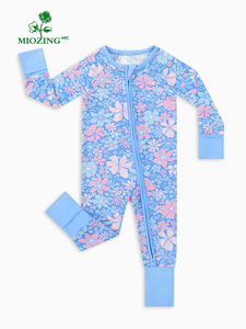 Combinaison bébé bio en bambou à double fermeture éclair, imprimé floral Miozing, vente en gros, vêtements de bébé de qualité supérieure, pyjama bébé personnalisé - Product Image 2