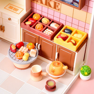 Miniature Paysagère - Réunion d'hiver au coin du foyer, préparation du thé, théière réaliste, noix, ornements de maison de poupée miniatures à faire soi-même - Product Image 2