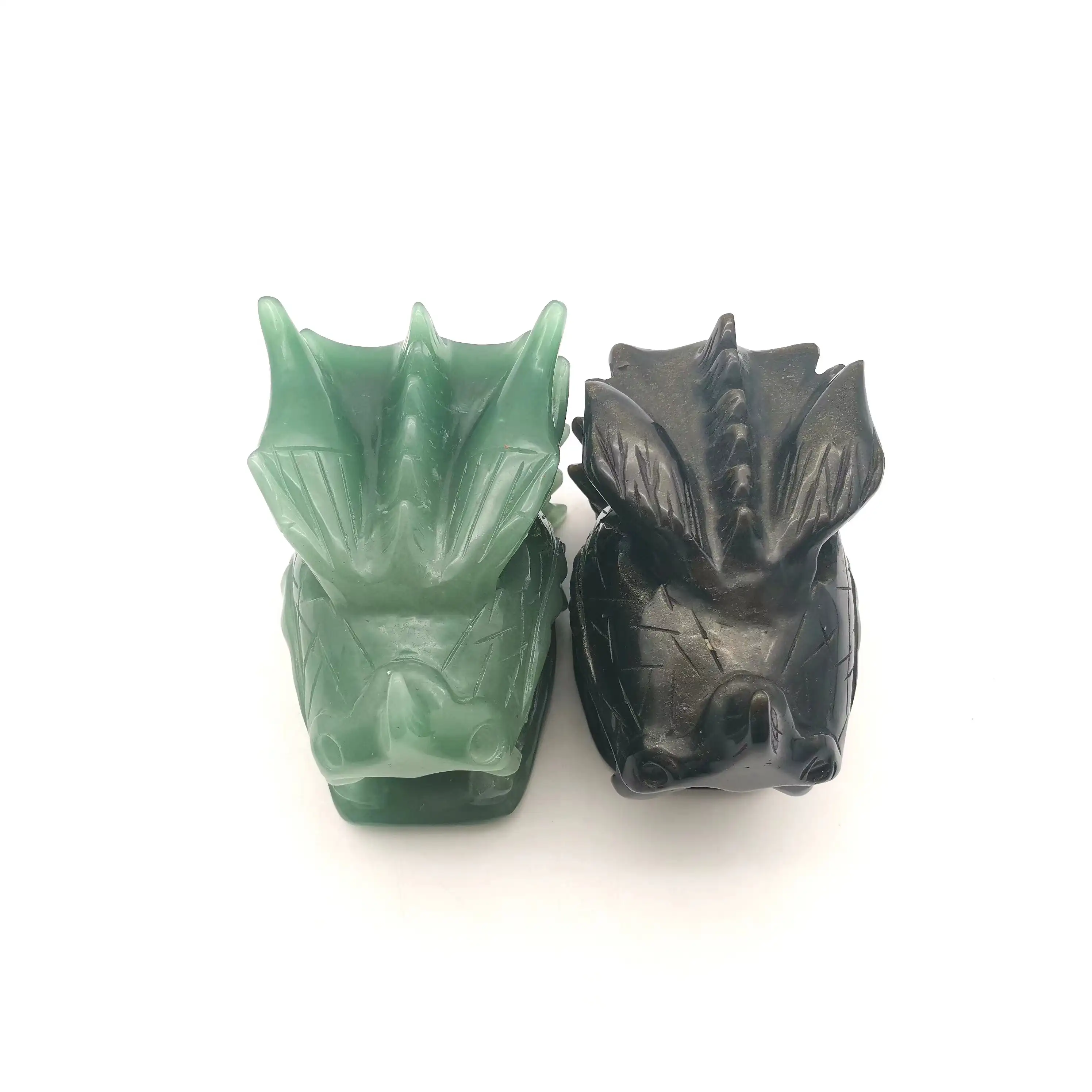 Pierres de cristal naturel de guérison, 1 pièce 4 pouces, sculpté à la main, têtes de Dragon, ornement, cadeau