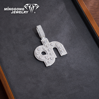 Pendentif Lettre Initiale Personnalisée Iced Out en Argent Sterling 925, Collier Hip Hop, Bijou de Mode Personnalisé, Cadeau