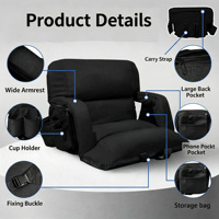Coussin de siège de stade ultra compact et pliable avec dossier inclinable, chaise portable pour gradins, pour une utilisation en extérieur en toutes saisons