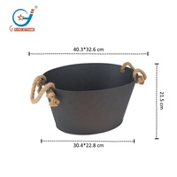 Bac à boissons ovale en métal de 5,6 gallons avec poignées en corde, seau à glace pour les fêtes, les bars et la maison