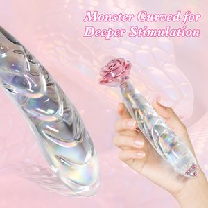 A Rose female masturbator <b>large</b> glass anal plug false penis posterior vestibular anal masturbator adult sex toy Wholesale - Product Image 4