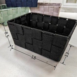 Panier de rangement tissé rectangulaire gris, vert, bleu, noir, écologique, organiseur de vêtements, panier de rangement pour la maison et le bureau - Product Image 2