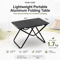 Table de repas rectangulaire pliable en alliage d'aluminium léger pour le camping, le pique-nique, le barbecue - Meubles d'extérieur de petite taille