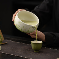 Ensemble de bol à matcha en céramique sur le thème du printemps, support pour fouet à matcha, outil de cueillette de thé, accessoires d'ustensiles de style rétro