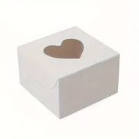 Boîte à biscuits de pâtisserie de haute qualité, boîte à dessert alimentaire avec couvercle rabattable, en carton ivoire, finition mate, boîte carrée pour biscuits avec fenêtre