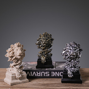 Mini León resina artesanía escultura decoración del hogar Accesorios para sala de estar Bar Porche-Knickknacks arte - Product Image 4